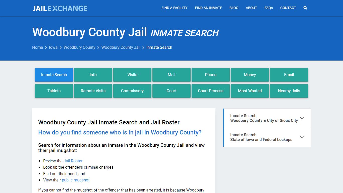 Woodbury County Jail Inmate Search - Jail Exchange